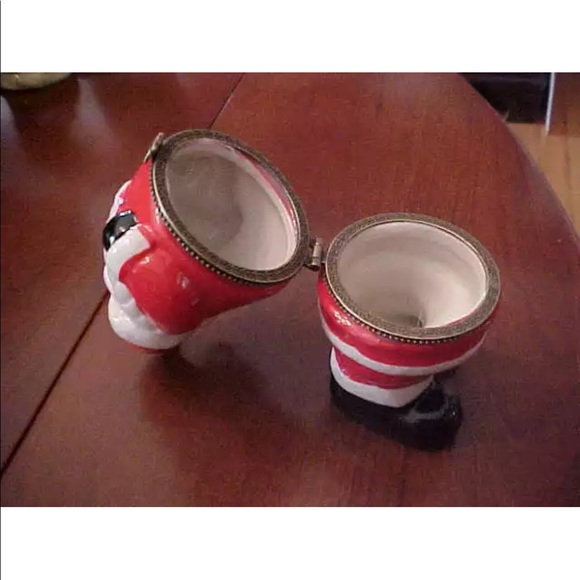 NWOT Cute Santa Claus Porcelain and Metal Hinged Trinket Box Collectible - Picture 5 of 6